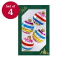 thumbnail image 5 of Glass Christmas Tree Ornaments - 67mm/2.63" [4 Pieces] Decorated Balls from Christmas by Krebs Seamless Hanging Holiday Decor (Bright Silver with Multicolor Lines), 5 of 7