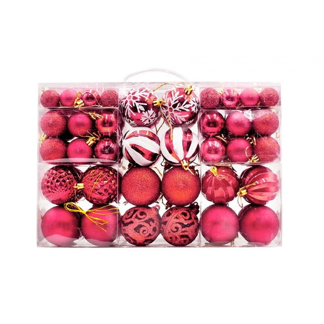 100x adornos de bolas de Navidad, adornos de bolas de Navidad, colgantes decorativos, decoraciones para árboles de Navidad, colgantes para bodas en Rojo