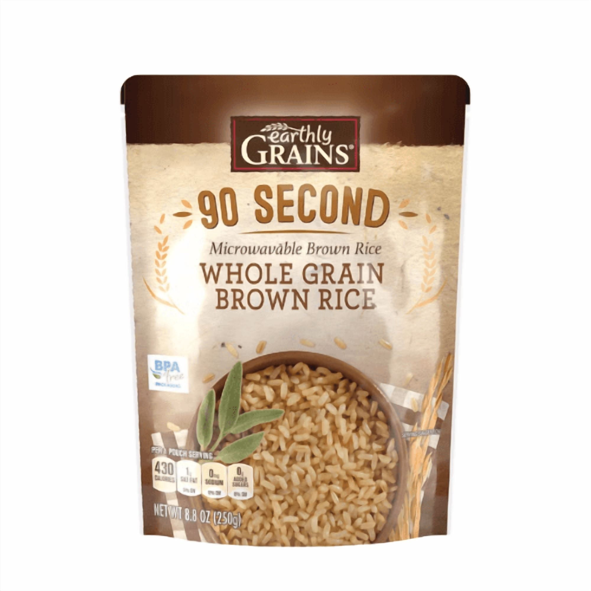 Earthly Grains 90 Second Whole Grain Brown Rice, 6 pcs,8.8oz