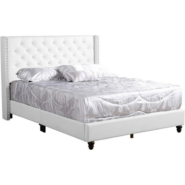 Glory Furniture Julie Faux Leather, White Leather Upholstered Headboard