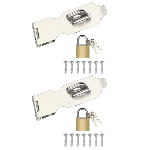 Uxcell 2.5 Inch Door Lock Hasp Latch, 2 Pack 304 Stainless Steel Security Padlock Latch Door Gate Lock Hasp
