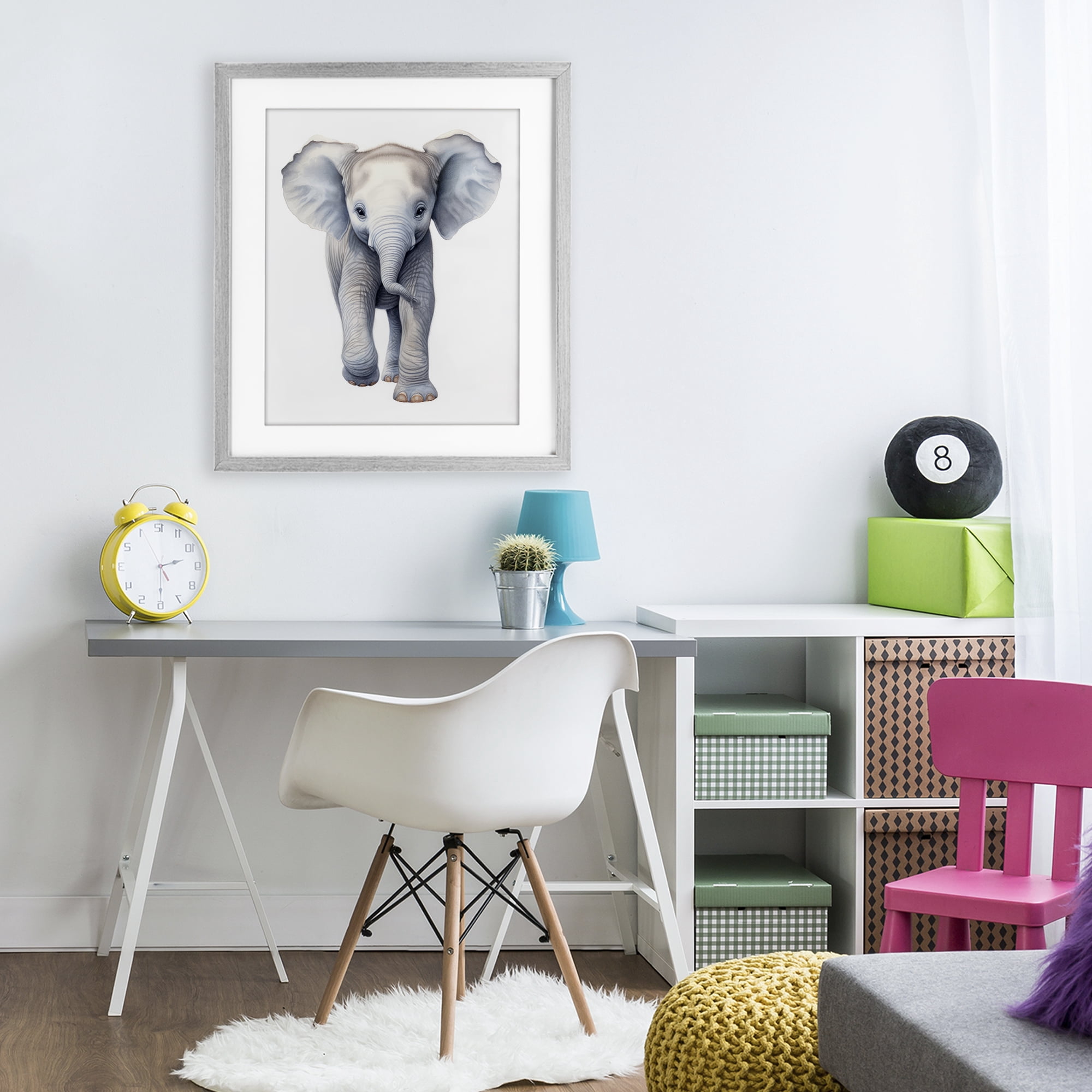 Stupell Industries Big Budding Pachyderm Gray Framed Print Under Glass, design by Ray Powers