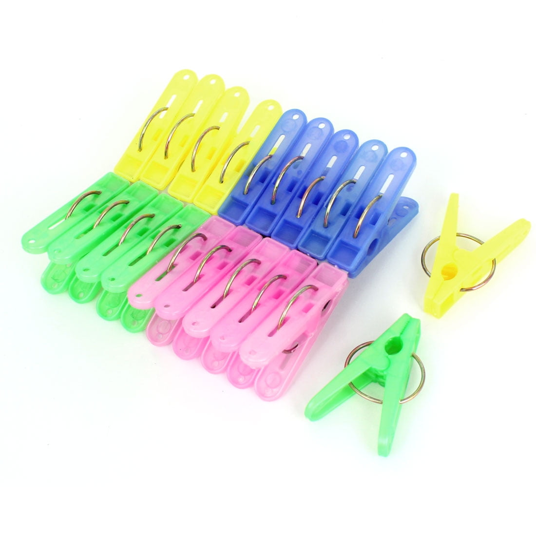24 Plastic ClothesPins Colored Laundry Clips Pegs for Hanging Clothes 2" 