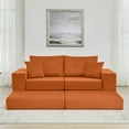 thumbnail image 3 of SEENYOO 79.5" Cloud Couch, Sofas for Living Room, Modular L-Shaped Sectional Sofa, Modern Upholstered with Removable Ottoman, Deep Seat Sleeper and Throw Pillows, No Assembly, Orange, 3 of 9