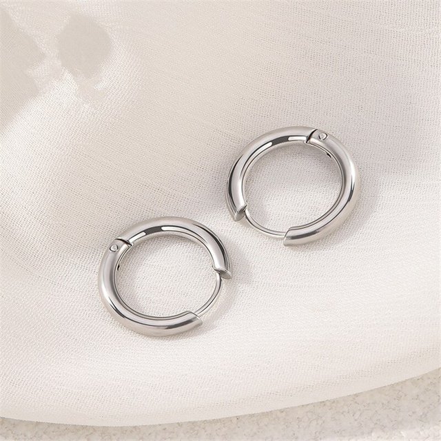 5 unids/lote de pendientes de aro circulares de acero inoxidable para mujeres y niñas, pendientes geométricos redondos de Color negro dorado y plateado, joyería Tan Jianjun unisex