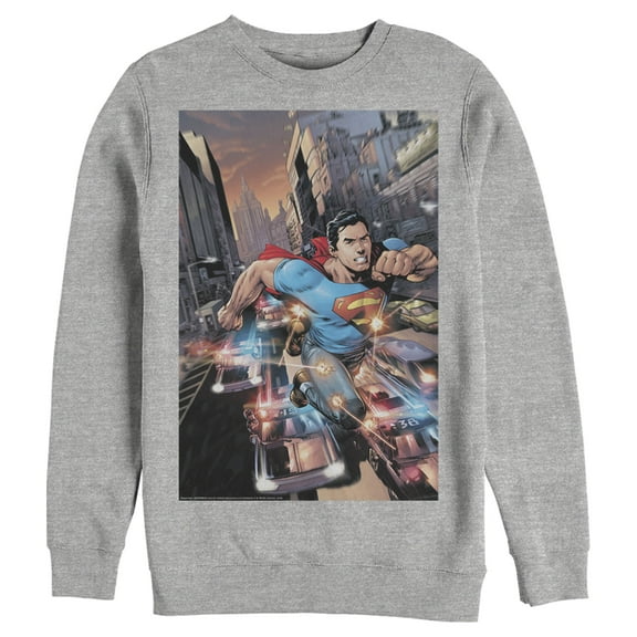 Men's Superman Hidden Hero Glimmer  Sweatshirt Athletic Heather 2X Large