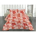 thumbnail image 2 of Ambesonne Hibiscus Quilted Coverlet 3 Pcs, Watercolor Floral Print, King Size, Dark Coral Coral White, 2 of 4