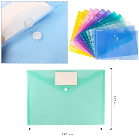 CUH File Bag Document Plastic Button Clear Transparent A4 Paper Holder Fireproof Waterproof Checkbook for School Travel
