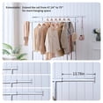 thumbnail image 4 of Double Clothing Garment Rack, Rolling Coat Rack with Bottom Shelves Capacity 800lbs, Portable Collapsible Clothes Organizer, 4 of 7