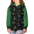 thumbnail image 2 of Psesaysky Girls Zip Up Hoodie Kids Green Christmas Tree Print Oversized Long Sleeve Sweatshirt Jacket with Pockets Winter Warm Clother 14-16 Years, 2 of 7