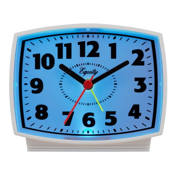 Equity White Corded Electric Analog Alarm Clock with Backlight, 33100