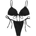 thumbnail image 1 of Maillot de Bain Triangle String à Bretelles Froncées avec Bord Fronceur, 1 of 4