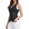 thumbnail image 4 of INSPIRE CHIC Women's Denim Vest V Neck Sleeveless Button Down Jean Waistcoat Casual Jacket Black XL, 4 of 6