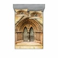 thumbnail image 2 of Ambesonne Rustic Fitted Sheet & Pillow Sham Set, Medieval Door, Twin, Cream, 2 of 3