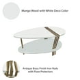 thumbnail image 3 of 36 Inch Modern Coffee Table Oval Elliptical Shape White Mango Wood With Antique Brass - Saltoro Sherpi, 3 of 7