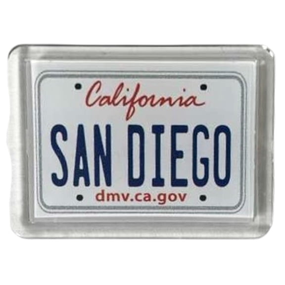 San Diego California License Plate Acrylic Small Fridge Collector's Souvenir Magnet 2.35" X 1.75"