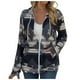 thumbnail image 2 of Puntoco moda mujer manga larga cremallera frente abierto suelta prendas de vestir exteriores blusa estampada abrigo Tops bolsillos blusa con capucha liquidación Puntoco Puntoco-6065, 2 of 8