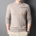 thumbnail image 4 of 2021, recién llegados, suéter de lana elástica de color sólido ajustado e informal a la moda para hombre, jersey de punto de cuello alto de marca para hombre, camisa de fondo, 4 of 4