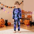 thumbnail image 2 of TOWED22 Girls Boys Halloween Pajamas Pumpkin Ghost Graphic Cotton Planet Pjs Toddler 2 Piece Sleepwear Kids Clothes Set(Dark Purple,3-4 Y), 2 of 9