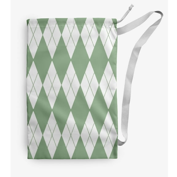 Simply Daisy Canvas Geometric 18 x 29 in Green Laundry Bag