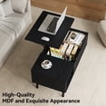 thumbnail image 4 of YouTrend Fluted Lift Top Coffee Table with Storage, Rising Coffee Tables with Hidden Compartment, Wood Center Table for Living Room Office, Black, 4 of 7
