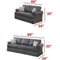 thumbnail image 7 of 2-Piece Sofa Set, Living Room Furniture Sets with Pillows and Rolled Armrest, Contemporary 2-Seater Sofa and 3-Seater Sofa Set, Charcoal Glossy Polyfiber Couch Sets for Living Room, Gray, 7 of 7