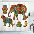 thumbnail image 1 of Hamsa Shower Curtain, African Savannah Animals Paisley and Hamsa Hand Pattern with Orient Ornate Malaysian, Fabric Bathroom Set with Hooks, 69W X 84L Inches Extra Long, Multicolor, by Ambesonne, 1 of 3