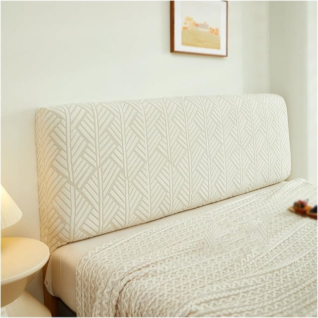 Housse de Tête de Lit Extensible à Haute Élasticité Universelle, Housse de Tête de Lit Douce Lavable en Machine, Housse de Tête de Lit Résistante à l'Usure pour Lits Grand, Très Grand et Full Size (Beige, 47.2 Po)