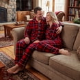 thumbnail image 5 of Nibbcoa Family Matching Pajamas Set Plaid Print Long Sleeve Lapel Tops Pants Holiday Sleepwear PJs, 5 of 10