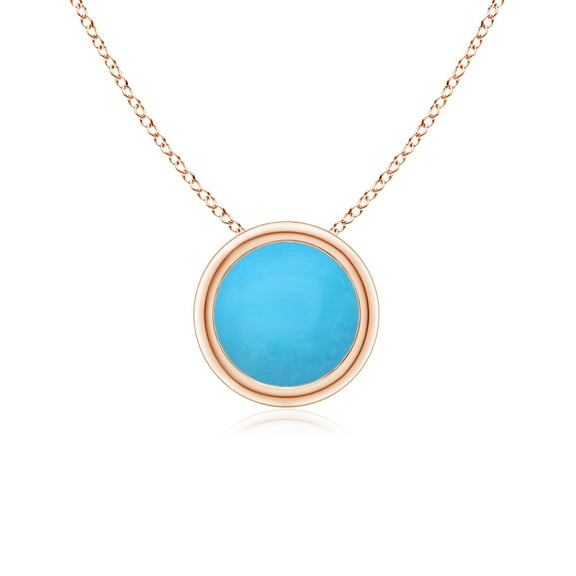 Turquoise Round Solitaire Pendant - Rose Gold Plated Jewelry Gift
