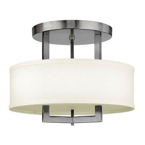 Hampton 3 - Light Antique Nickel/Silver Mid Century Modern Incandescent Metal Flush Mount Light