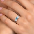 thumbnail image 4 of Gem Stone King 925 Sterling Silver Swiss Blue Topaz and White Moissanite Engagement Ring for Women | 1.65 Cttw | Round 5MM | Gemstone November Birthstone | Size 8, 4 of 7