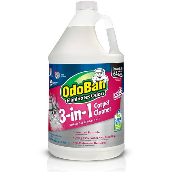 OdoBan 1 Gal. 3-in-1 Carpet Cleaner, Concentrated Carpet Cleaning Solution, EPA Safer Choice Certified, 2-Pack
