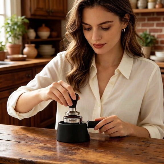 Espresso Tamping Station 3.15 x 1.61 Inch for Coffee Bar, Portafilter Holder Compatible With Espresso Machine, Steady Tamping Stand for Portafilter, Coffee and Tea Accessories, Black