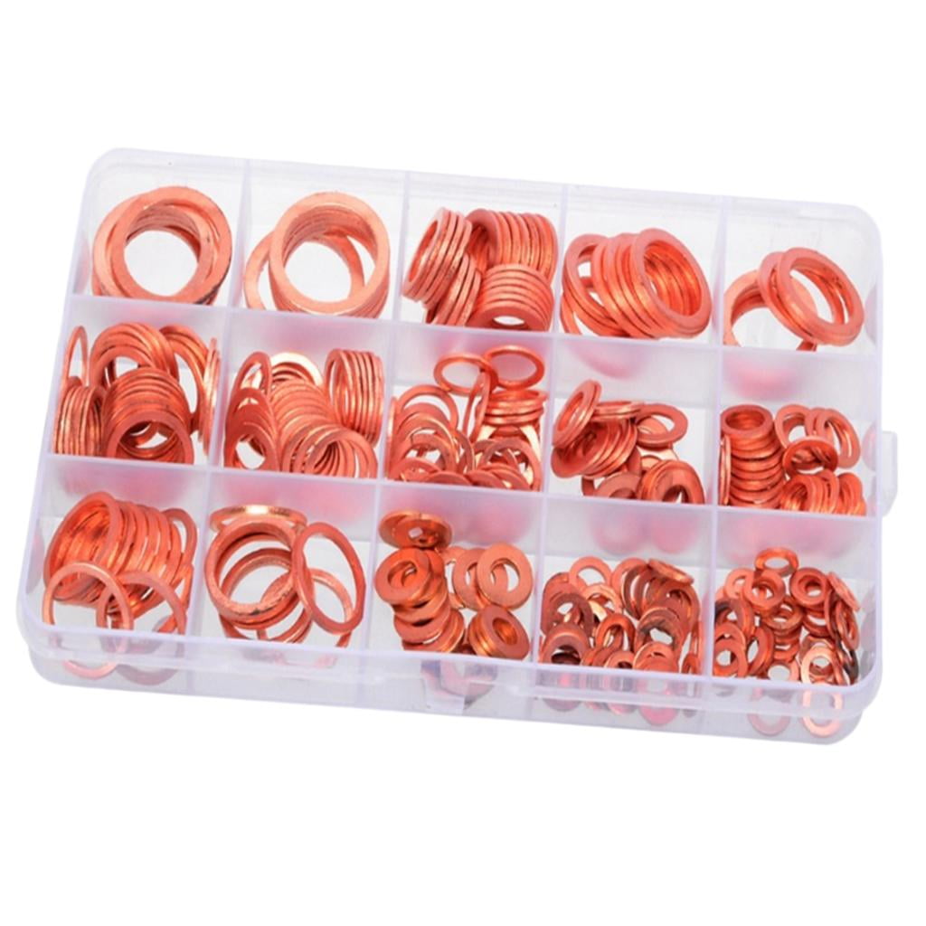 280 Pcs Assorted Engine Box Washers Solid Copper Sump Plug Washer Box 