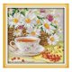 thumbnail image 2 of Flor y té - Juego de puntadas estampadas 11CT/14CT Bordado Manualidades Adornos DIY 11CT los 36x36cm, 2 of 8