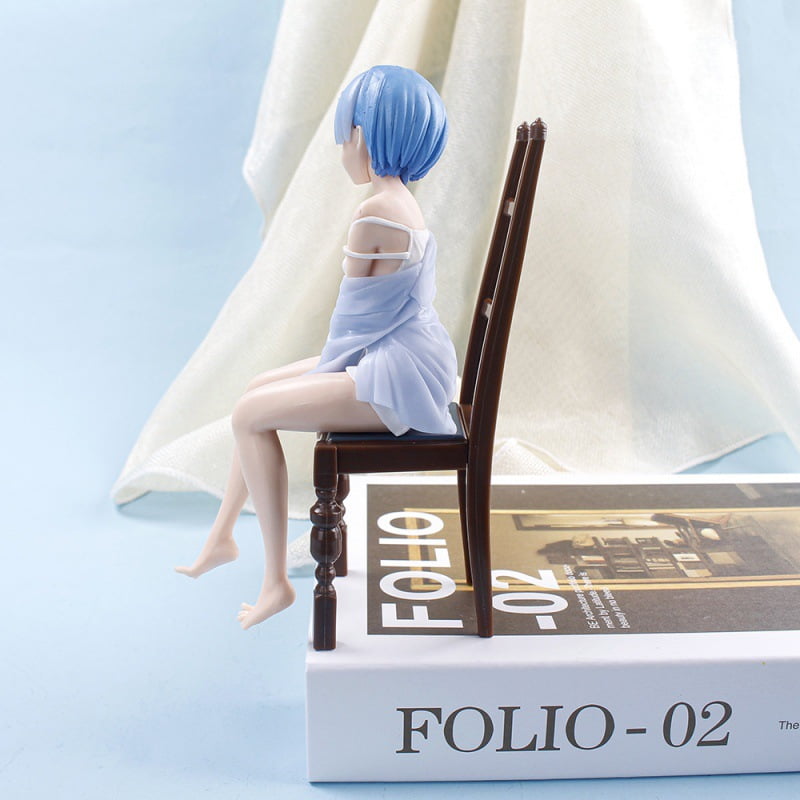 Japanese Anime Kawaii girl Pajamas Figure Rem Chair PVC Collection Model Toys. 