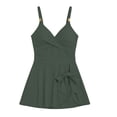 thumbnail image 6 of Lindreshi One Piece Swimsuits for Women High Waisted Sleeveless Fashion Swim Dress Solid Color Bathing Suits With Chest Cushion No Steel Support Loose Swimwear, 6 of 6