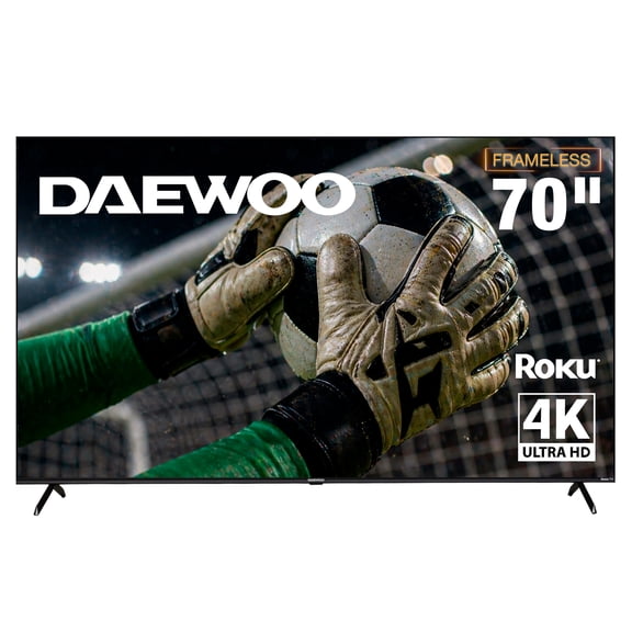 Daewoo Pantalla Televisión Smart TV 70 Pulgadas LED 4K UHD Roku Frameless Dolby Audio 4 HDMI 2 USB 1 AV DAW70UR