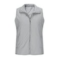 thumbnail image 3 of Women's Vests Outerwear Stand Collar Zip Solid Color Zipper Sleeveless Lightweight Padded Gilet with Pockets Gray M, 3 of 8