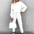thumbnail image 2 of vigerkar Women's 2 Piece Outfits Long Sleeve Pullover Sweatshirt Casual Drawstring Jogger Pants Sweatsuit (White, L), 2 of 5