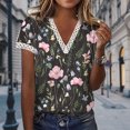 thumbnail image 1 of Blusas elegantes para mujer, túnica con cuello en V de encaje, camisetas informales, camisetas sin mangas, ropa femenina FLhrweasw Nuevo, 1 of 9