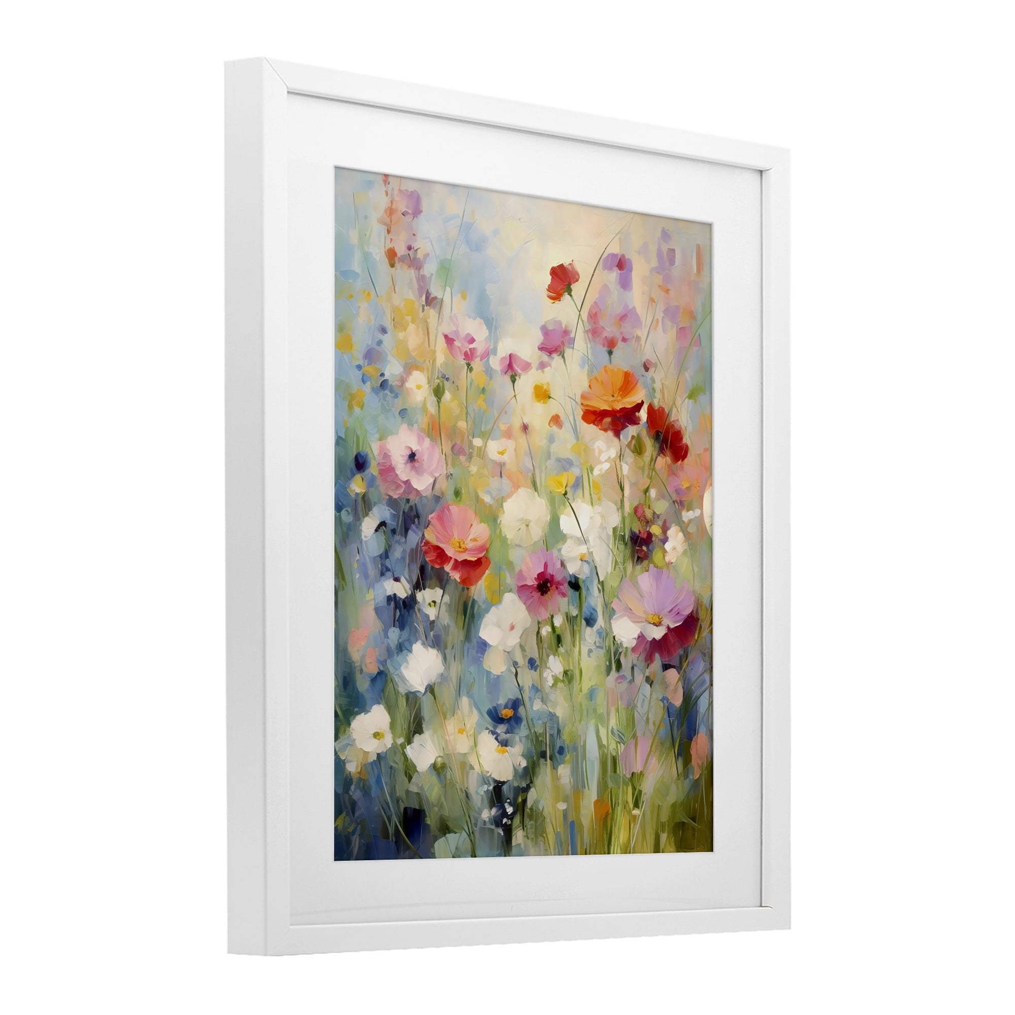 Stupell Industries Wildflower Breeze Impression White Framed Print Under Glass, design by Creative Studio