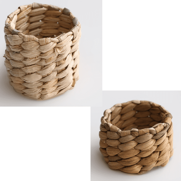 Straw Ring 10 Pieces 2 Kinds of Calabash Grass Napkins Woven Straw Ring Western ...