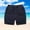 Dark Blue, variant on CYRBOKO Summer Shorts for Boys, Elastic Waist Loose Cotton Solid Color Shorts with Pockets Black Size 11-12T