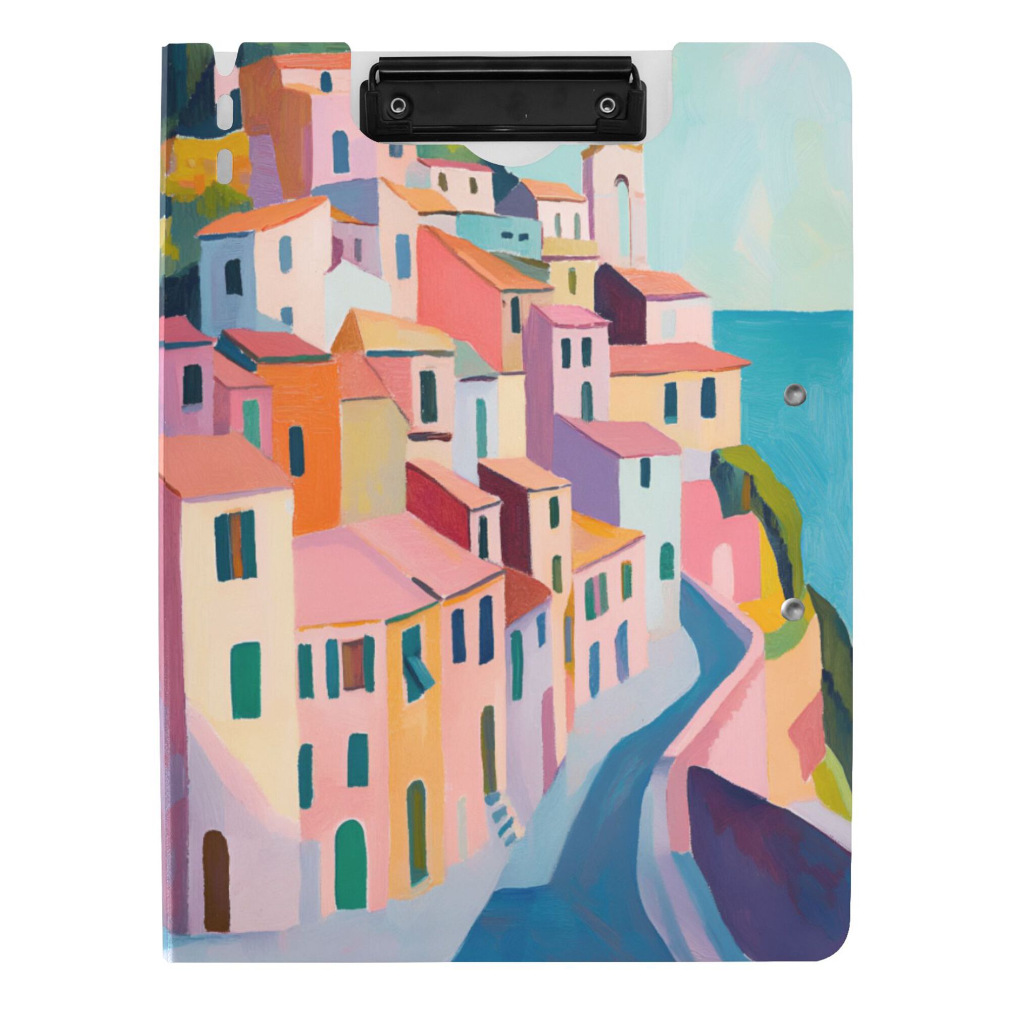 FORMRS A4 Clipboard Folder with Pen Holder Horizontal Foldable School Office Binder, Abstract Painting