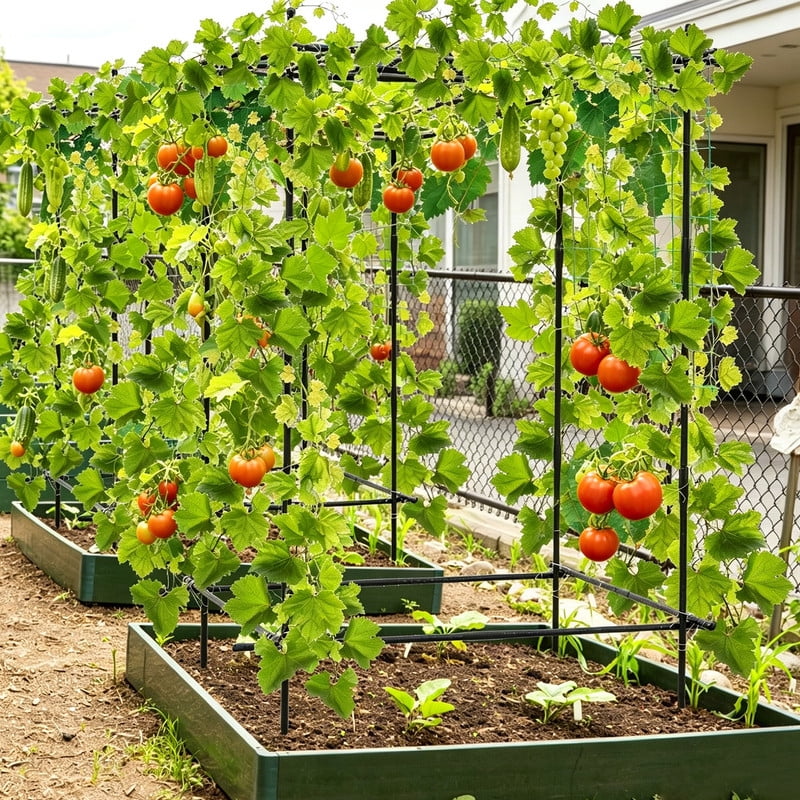 LIVIZA Cucumber Trellis for Climbing Plants with Netting, A-Frame Trellis Tall for Raised Bed Garden Trellis for Vegetables