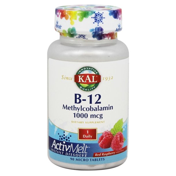 KAL B12 Methylcobalamin ActivMelt 1000 mcg Natural Raspberry Flavor