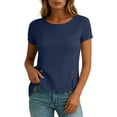 thumbnail image 6 of GUACER Cotton Linen Short Sleeve Tops for Women Crew Neck Button Detail Side Slit Blouses for Casual Summer, 6 of 6