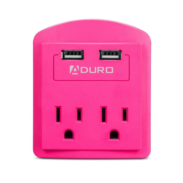 Aduro Surge Combo Pink Dual USB 2 Wall Outlet Charging Station